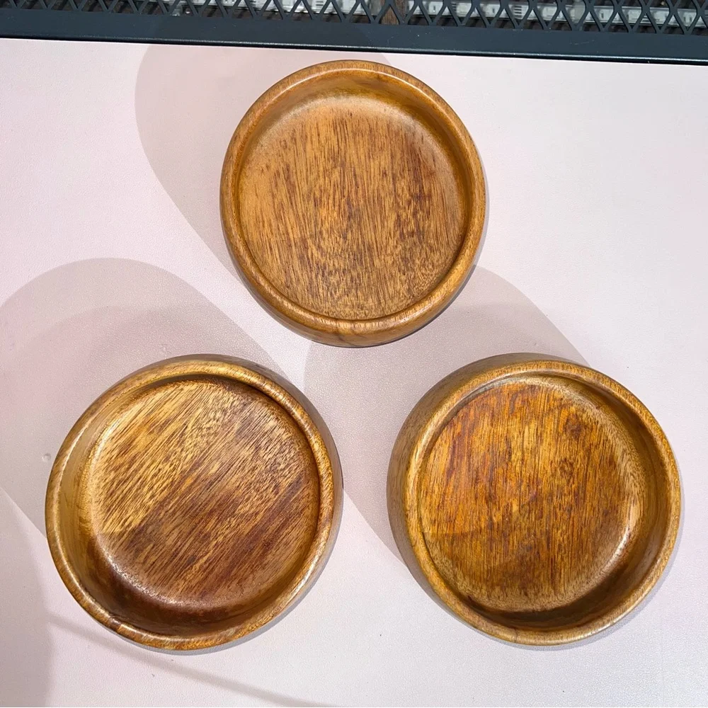 Vintage 3 Piece Bowl Set Genuine‎ Teak Gourmet Kitchen 6” Mid Century